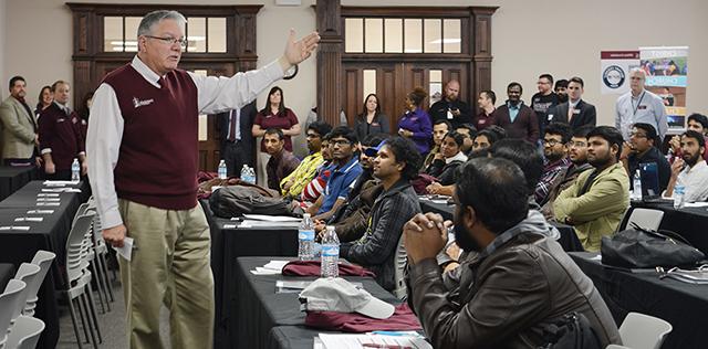 Dr. spears speaking to students